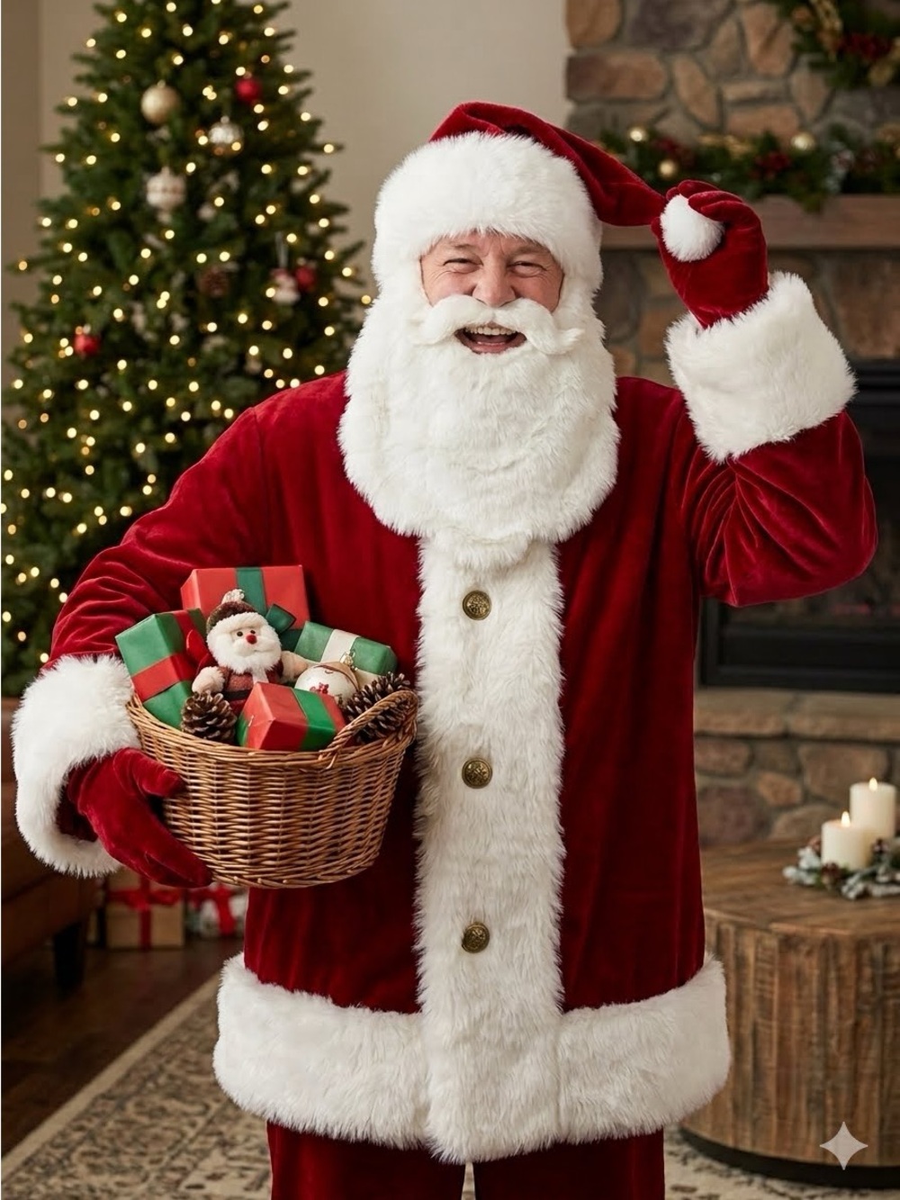 Dan Dee Plush Santa Claus Hat with an integrated thick white faux-fur beard!